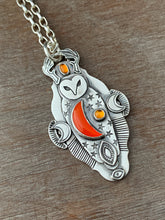 Load image into Gallery viewer, Owl pendant #9 - Rosarita Moon and Citrine