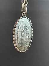 Load image into Gallery viewer, Blue sapphire and Our Lady of Guadalupe pendant