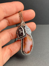 Load image into Gallery viewer, Agate and garnet crystal charm necklace