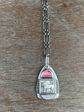 Load image into Gallery viewer, Garnet lion charm necklace