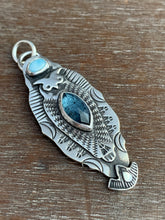 Load image into Gallery viewer, Owl pendant #2 - Blue Kyanite, and Larimar