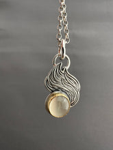 Load image into Gallery viewer, White moonstone flame pendant