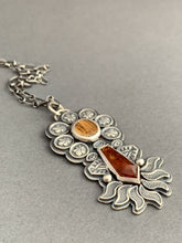 Load image into Gallery viewer, Rutilated quartz and orange kyanite pendant