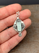 Load image into Gallery viewer, Aquamarine “ice” crystal charm pendant