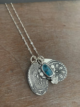 Load image into Gallery viewer, Our Lady of Guadalupe and teal kyanite charm set