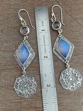 Load image into Gallery viewer, Opalite and clear Quartz earrings