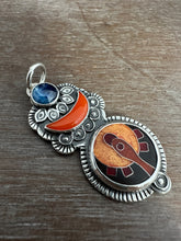 Load image into Gallery viewer, Rosarita moon, Kyanite, and cloisonné elaborate pendant