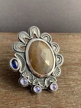Load image into Gallery viewer, Large sapphire and kyanite statement ring Size 7.5