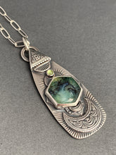 Load image into Gallery viewer, Aegean opal and peridot moon pendant
