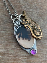 Load image into Gallery viewer, Dendritic agate and amethyst pendant