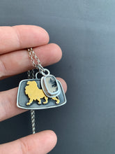 Load image into Gallery viewer, Dendritic agate and gold Lion Charm set