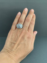 Load image into Gallery viewer, Small size 6.5 Sacred symbol shield ring