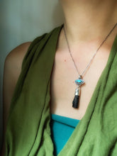 Load image into Gallery viewer, Labradorite and black tourmaline crystal necklace