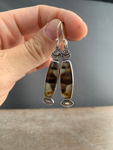 Load image into Gallery viewer, Montana agate eye and moon earrings