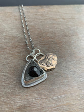 Load image into Gallery viewer, Garnet crystal formation in schist with bronze horse