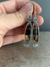 Load image into Gallery viewer, Montana agate eye and moon earrings