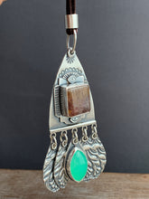 Load image into Gallery viewer, Cacoxenite and Chrysoprase Jingly Necklace