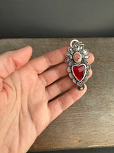 Load image into Gallery viewer, Red Roserita and Opal Sacred Heart Pendant