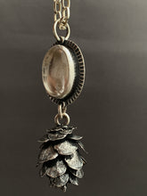 Load image into Gallery viewer, Cast cedar cone necklace with phantom Quartz