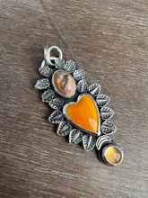 Load image into Gallery viewer, Orange Roserita and Opal Sacred Heart Pendant