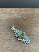 Load image into Gallery viewer, Peruvian Opal with Larimar and Amazonite Moon Pendant