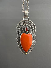 Load image into Gallery viewer, Orange rosarita Sacred Heart pendant