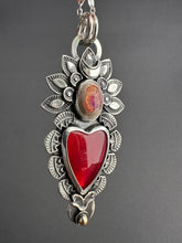 Load image into Gallery viewer, Red Roserita and Opal Sacred Heart Pendant