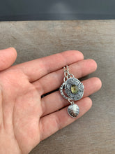 Load image into Gallery viewer, Tourmaline plant pun “be leaf in yourself” charm necklace set