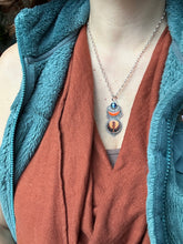 Load image into Gallery viewer, Rosarita moon, Kyanite, and cloisonné elaborate pendant