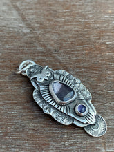 Load image into Gallery viewer, Owl with Grey/Purple Spinel and Iolite
