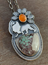 Load image into Gallery viewer, Lion with Lucin Variscite and a fire opal