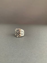 Load image into Gallery viewer, Medium Size 9.5 moon, stars, and feathers shield ring