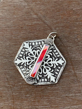 Load image into Gallery viewer, Candy Cane Hexagonal Snowflake Pendant #3