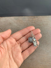 Load image into Gallery viewer, Moonstone plant pun “you grow girl” charm necklace set