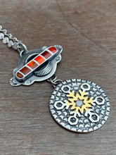 Load image into Gallery viewer, Red and white Candy Cane Snowflake Pendant