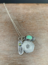 Load image into Gallery viewer, “I dig it” Turquoise and Tourmaline Plant Pun Charm Set