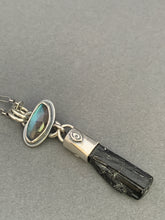 Load image into Gallery viewer, Labradorite and black tourmaline crystal necklace