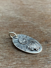 Load image into Gallery viewer, Sterling silver bee and moon pendant