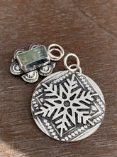 Load image into Gallery viewer, Snowflake and aquamarine Charm set