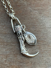 Load image into Gallery viewer, Cast owl talon and crystal pendant