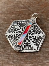 Load image into Gallery viewer, Candy Cane Hexagonal Snowflake Pendant #3