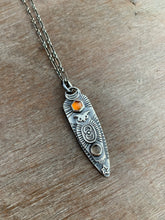 Load image into Gallery viewer, Owl pendant #14 -hessonite garnet and chocolate moonstone