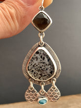 Load image into Gallery viewer, Montana agate, Smokey Quartz, and Larimar earrings