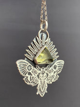 Load image into Gallery viewer, Moth Pendant with Sparkly Triangular Carved topaz.