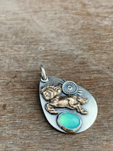 Load image into Gallery viewer, Peruvian opal and bronze horse pendant