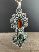 Load image into Gallery viewer, Hessonite garnet and Pixie turquoise elaborate pendant