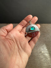 Load image into Gallery viewer, Snakeskin carnelian and amazonite medallion