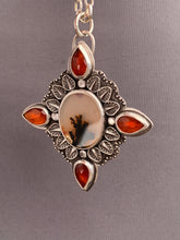 Load image into Gallery viewer, Dendritic agate and hessonite garnet medallion