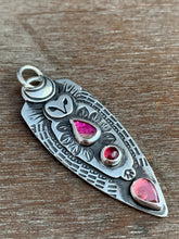 Load image into Gallery viewer, Owl pendant #4 Tourmaline, and garnets