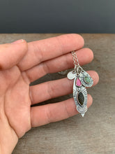 Load image into Gallery viewer, Tourmaline and Garnet Leafy Charms